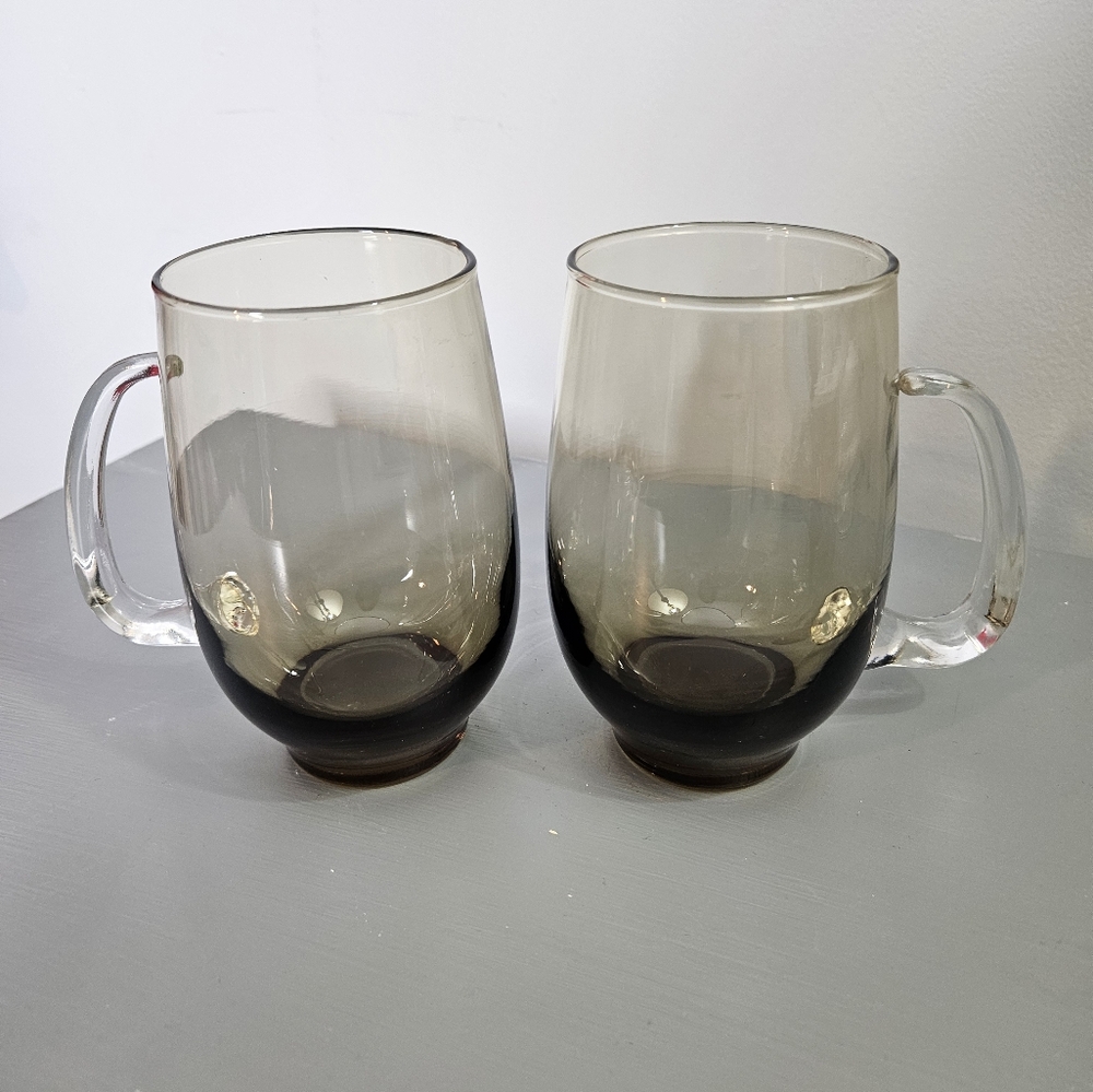 Vintage Libbey Tempo Brown Beer Tankard Mugs 16 oz Set of 2